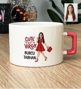 Kişiye Özel Karikatürlü Cute But Virgo Başak Burcu Lüks Fincan Doğum Günü Hediyesi