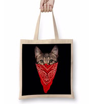 Gangster Cat Kedi Bez Çanta Uzun Saplı
