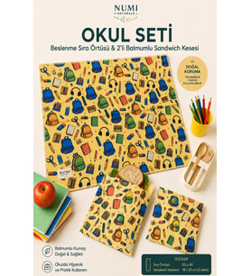 Okul Seti – Beslenme Sıra Örtüsü & 2’li Balmumlu Sandviç Kesesi