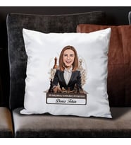 Kişiye Özel Hediye Karikatürlü Kadın Satranç Oyuncusu Yastık