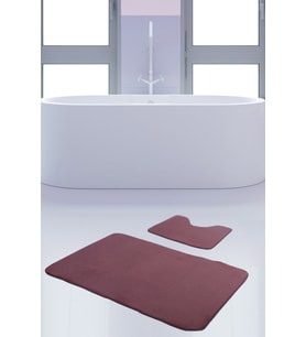 Unicolor Düz Mürdüm 2'li Banyo Paspası Halısı Seti Kaymaz Tabanlı Yıkanabilir