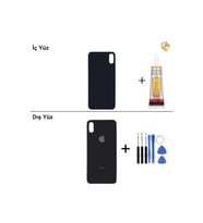 iPhone XS Uzay Grisi Arka Kapak Arka Cam Batarya Kapağı Lazer Kesim Kapak Pil Kapağı + B-7000 Yapıştırıcı + Tamir Seti