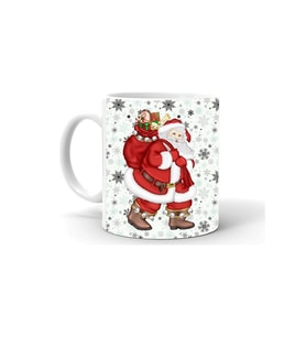 Yılbası Noel Temalı Baskılı Seramik Beyaz Kupa
