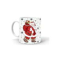 Yılbası Noel Temalı Baskılı Seramik Beyaz Kupa