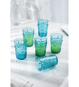 Akrilik Aquamarin 6'Lı Kısa Bardak & Su Meşrubat Kahve Yanı Bardağı 400 Ml ( Cam Değildir )