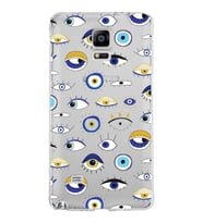 PrintiFy Samsung Galaxy Note 4 ile Uyumlu 1mm Slim Fit Nazar Boncuğu 2 Baskılı Şeffaf  Kılıf