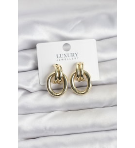 Gold Renk Pirinç Vintage Kadın Küpe