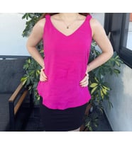Classic V Yaka Pembe Düz Askılı Kadın Bluz 2449-90