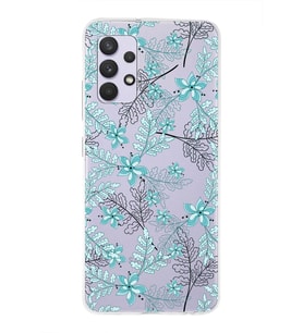 Samsung Galaxy A13 Uyumlu Kapak Floral Su Yeşili Tasarımlı Şeffaf Silikon Kılıf