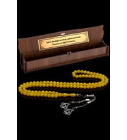 Hediyelik Tesbih, 6mm Namaz Tesbihi, Beyrut Damla Kehribarı Tespih, 99luk Tespih (Krem)