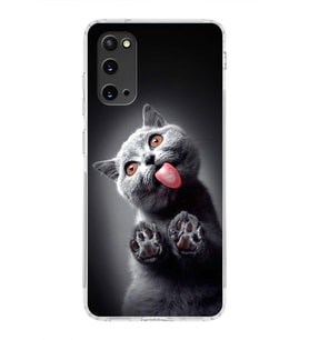 PrintiFy Samsung Galaxy S20 ile Uyumlu 1mm Slim Fit Kedi 2 050c Baskılı Şeffaf  Kılıf