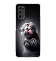 PrintiFy Samsung Galaxy S20 ile Uyumlu 1mm Slim Fit Kedi 2 050c Baskılı Şeffaf  Kılıf