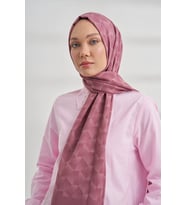 Armanda Cotton Monogram Geometrik Desen Şal 3120 (Gül Kurusu)