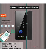 AKILLI KAPI KİLİDİ AHŞAP VE DEMİR KAPILAR İÇİN UYGUNDUR-CAM KAPIYA UYGUN DEĞİLDİR (PARMAK İZİ + ŞİFRE + KART + BLUETOOTH İLE AÇMA)