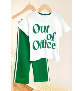 Miniğimin Cicileri Out Of Office Baskılı Kız Çocuk Eşofman Takım - Yeşil