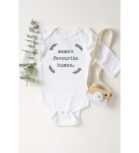 Unisex Bebek Beyaz Mama's Favourite Human Çıtçıtlı Body