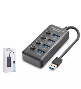 Hadron HDX7048 USB 2.0 Hub Anahtarlı 4 Port Çoklayıcı 480Mbps - Siyah - 1 ADET