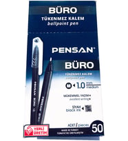 Pensan Siyah 1 Mm Tükenmez Kalem 50 Li. Kutu
