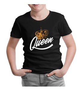 Queen Logo with a Crown Siyah Çocuk Tshirt