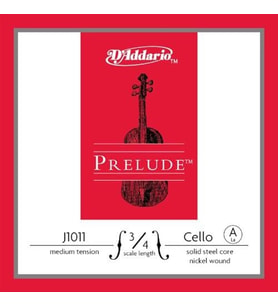 D'Addario J1011 Prelude Tek Çello La (A) Teli (3/4)  Nikel Sarım ile Parlak Üst Sesler Hızlı Akort Tutma Özelliği ve Kırılmaya Karşı Direnç
