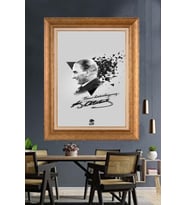 Altın Varaklı Çerçeveli Paspartulu Atatürk Tablo DC1334 (Gold)