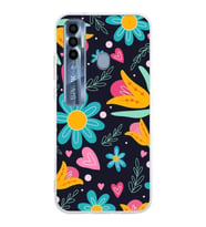 PrintiFy Tecno Spark 7 Pro ile Uyumlu 1mm Slim Fit Retro Renkler 1 Baskılı Şeffaf  Kılıf
