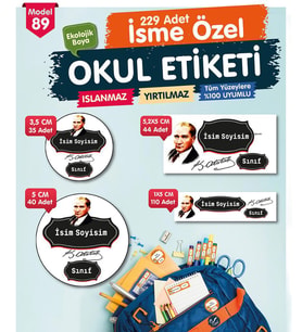 Okul Etiketi Kalem Defter Etiketi Özel İsim Yazılabilen Etiket Seti - İsim Etiketi-T534-OE89