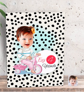 BK Gift Kişiye Özel Bebek Yaş Karikatürlü Dekoratif Mini Kanvas Tablo 15x20cm-4