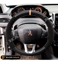 Peugeot 208 Dikme Direksiyon Kılıfı Alcantara Süet Mat Karbon Bej Yüzük ve Dikiş Active-Allure-F1 Vitesli Tipler 2015-2019