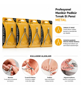 Profesyonel Tırnak Eti Pensi - Manikür Pedikür Makası - Metal