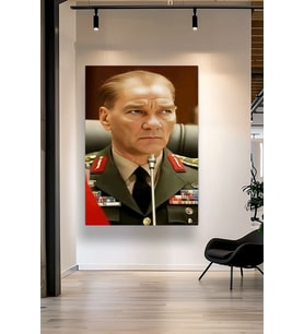 ATATÜRK PORTRE ÇİZİMİ KANVAS TABLO EV DUVAR SALON OFİS DÜKKAN HEDİYELİK DEKARASYON SÜSÜ