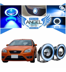 Ford Focus 2 Uyumlu, Universal Mercekli Led Angel Sis Farı, 76mm Buz Mavi Renk