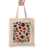Evil Eye Rengarenk Meditasyon Bez Çanta Uzun Saplı