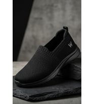 CloudWalk Comfort Siyah Rahat Günlük Yumuşak Tabanlı 4 Mevsim Trend Kadın Slip-On Sneaker Ayakkabı