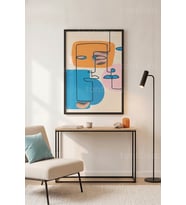 Soyut Geometrik Şekiller Minimalist 1. Kalite Ahşap Çerçeveli Tablo