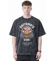 One Punch Man Saitama Fitness Bodybuilding Anime Baskılı Unisex Oversize Eskitme Yıkamalı Tişört