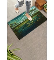 Valerine Life Melankoli Bahçesi Yeşil Renk Welcome Hoş Geldiniz Kapı Önü Paspası 45x70cm