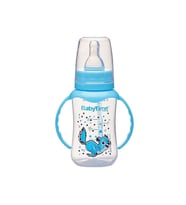 Baby Time Silikon Kiraz Uçlu Kulplu Biberon 150 Ml - Mavi (Renksiz)