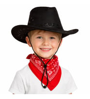 Çocuk Kovboy Şapka Siyah &amp; Kırmızı Bandana Fular Seti