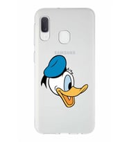 Samsung Galaxy A20e   Kapak Donald Duck Tasarımlı Şeffaf Silikon Kılıf