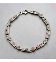 925 Ayar Gümüş Garnet Lal Taşlı Vintage Otantik Erkek Bileklik
