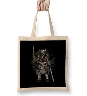 Dark Viking And Swords Motif Bez Çanta Uzun Saplı