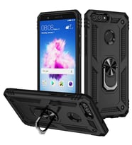 Huawei P Smart Kılıf Yüzüklü Standli Tank Kapak (Siyah)