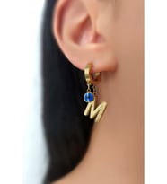 Çelik M harf Küpe (Gold)