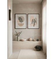 Minimalist Doğa Botanik İki Parçalı 2'li Ahşap Çerçeveli Tablo Seti