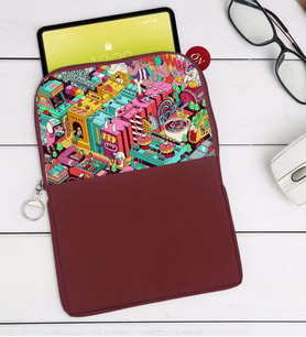 BK Gift Modern Soyut Tasarımlı Taşınabilir Koruyucu Tablet Kılıfı & Organizer Çanta - Bordo-1