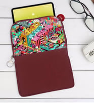 BK Gift Modern Soyut Tasarımlı Taşınabilir Koruyucu Tablet Kılıfı & Organizer Çanta - Bordo-1