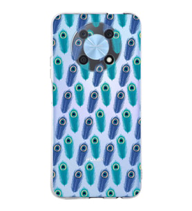 PrintiFy Huawei Nova Y90 ile Uyumlu 1mm Slim Fit Nazar Boncuğu 4 Baskılı Şeffaf  Kılıf