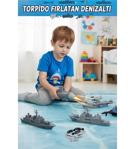 Askeri Filo Oyun Seti: Torpido Fırlatan Denizaltı, Uçak Gemisi, Çek Bırak Savaş Jetleri ve Gemiler