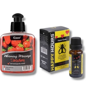 Caas Çilek Aromalı Isıtıcılı Masaj Yağı 100 Ml + Happy Kadınlara Özel Damla